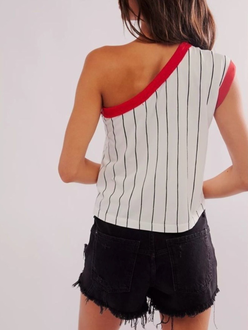NWT Free People Sloan Sport Muscle Tank Baseball One Shoulder Red size Medium - Picture 2 of 9